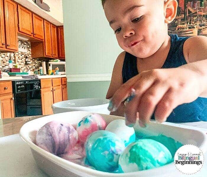 Whipped Cream Dyed Easter Eggs
