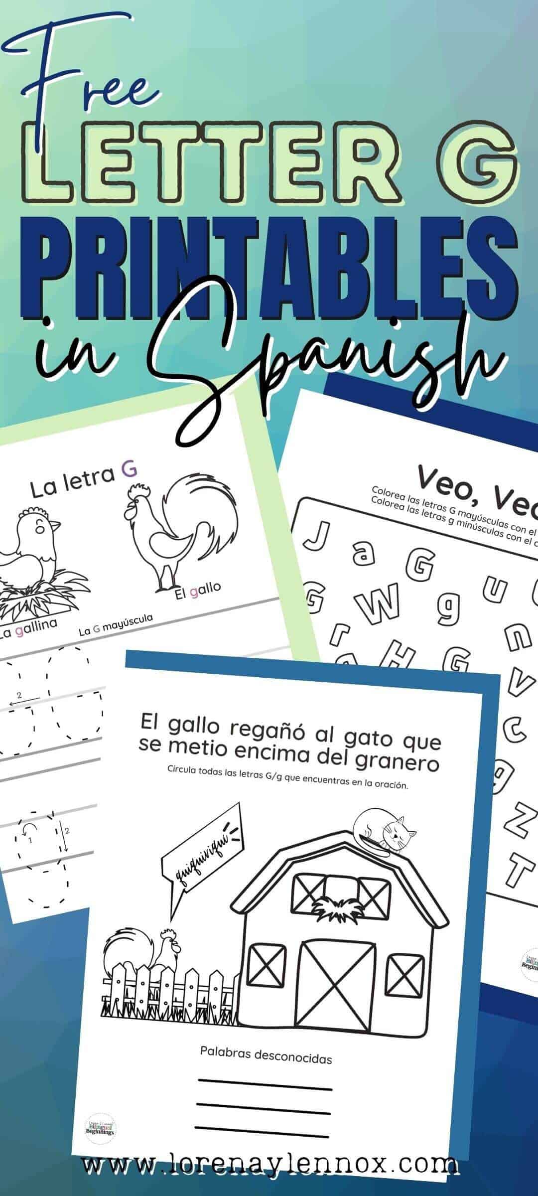 Letter G Printables in Spanish-Free