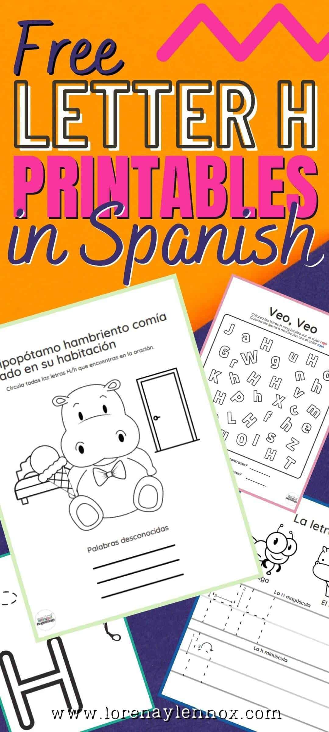 Letter H Printables in Spanish
