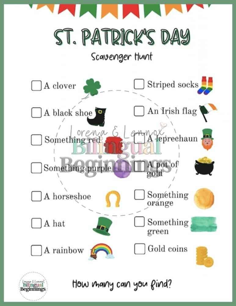 St. Patrick's Day Scavenger Hunt in English