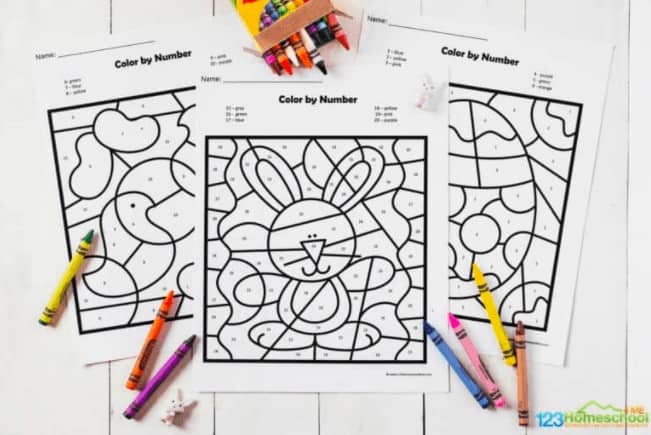 2. Easter Color by Number Worksheets - With 123 Homeschool 4 Me“These super cute easter color by number are a fun Easter activity to help children practice identifying numbers.”
