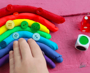 2.Rainbow Playdough Color & Counting Game - By: The Chaos and the Clutter