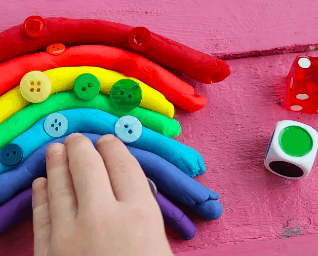 2.Rainbow Playdough Color & Counting Game - By: The Chaos and the Clutter