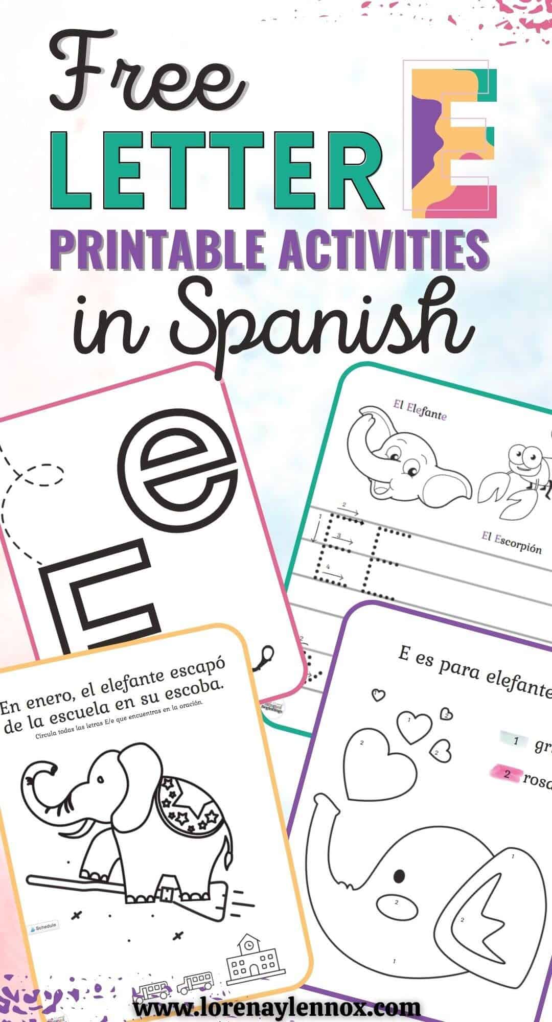 Letter E Printables in Spanish