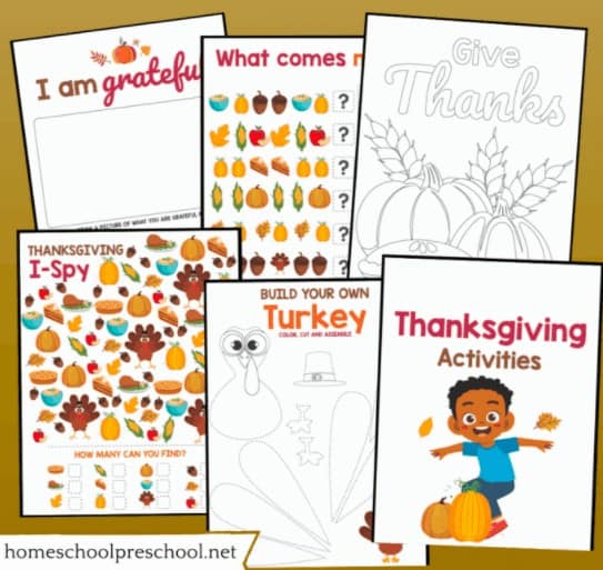 10. Thanksgiving Activities for Kids - with Homeschool Preschool“These Thanksgiving activities for kids are so much fun for preschoolers! Activity pages to entertain kids ages 4-7!”