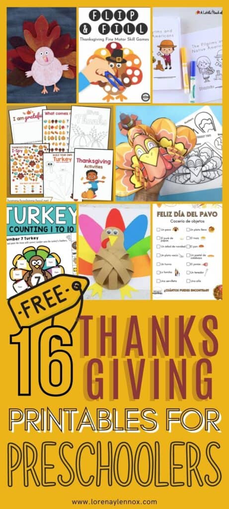 Thanksgiving Worksheets for Preschoolers
