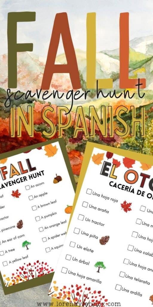 Fall Scavenger Hunt in Spanish