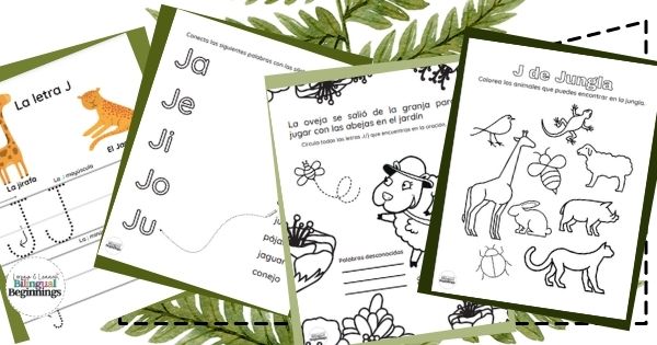 Letter J Printables in Spanish