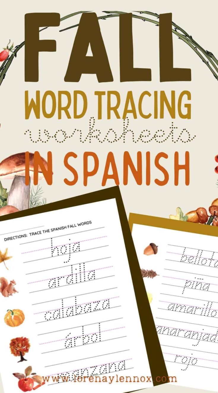 Two fall word tracing worksheets in Spanish for preschoolers and kindergarteners This is a great literacy activity for beginner writers.