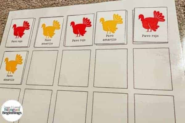 Free Printable Thanksgiving Pattern Activity in Spanish for Preschoolers