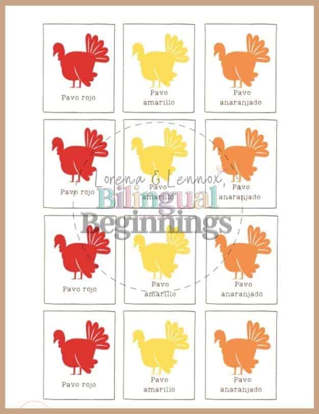 Free Printable Thanksgiving Pattern Activity in Spanish for Preschoolers