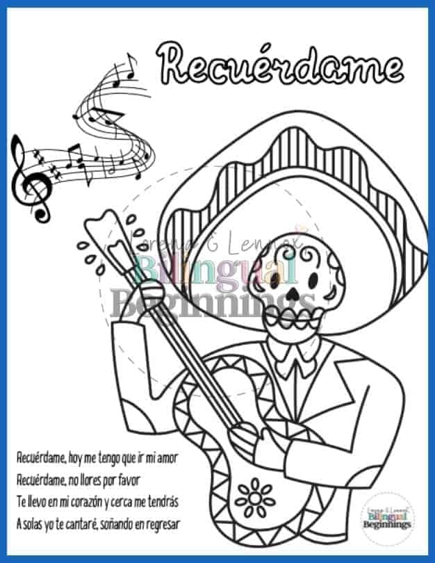 Day of the Dead Coloring Pages in Spanish