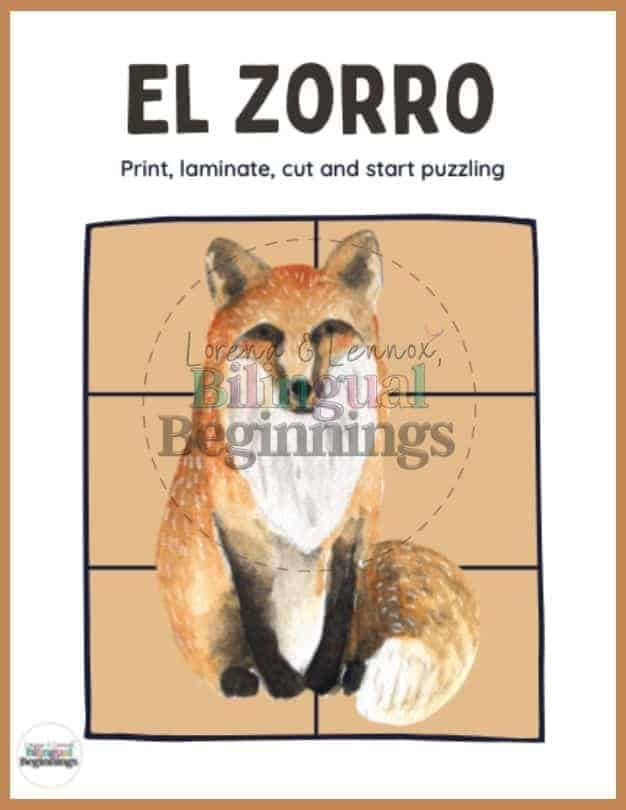 Forest Animal Puzzle in Spanish- El Zorro