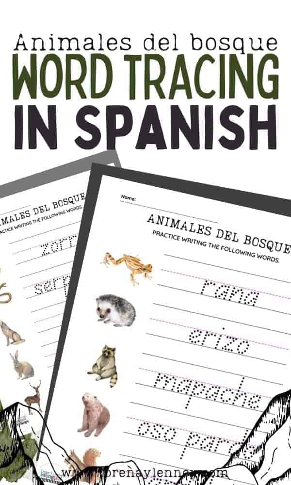 Forst Animal Printable PDF Activity Worksheets in Spanish for Preschoolers