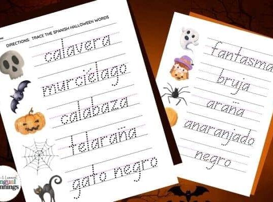 Two Halloween word tracing worksheets in Spanish for preschoolers and kindergarteners This is a great literacy activity for beginner writers.