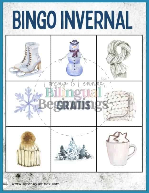 Winter Bingo Printable in Spanish -