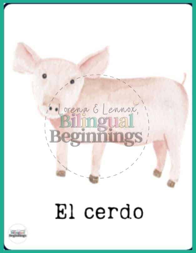 Farm Animal Flashcard Printable in Spanish- el credo