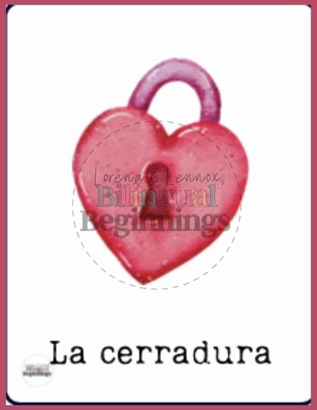 Valentine's Day Bingo in Spanish Flashcard - la cerradura