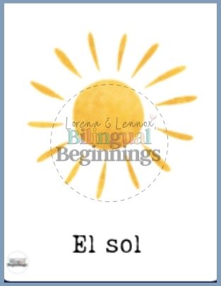 Weather flashcard in Spanish- el sol