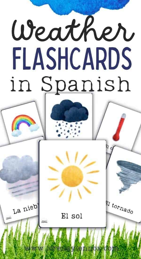 Weather Activities in Spanish Worksheets with flashcards. These activities are perfect for the bilingual homeschool and for Spanish class!