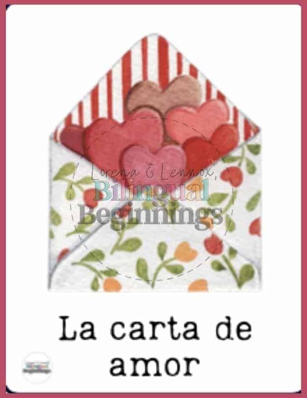 Valentine's Day Bingo in Spanish Flashcard- La carta de amor