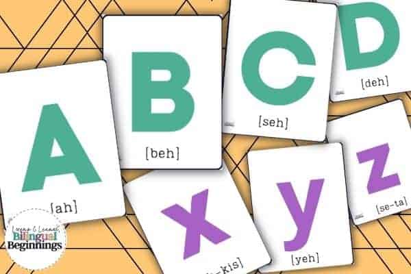 Printable A to Z Alphabet Flash Cards in Spanish