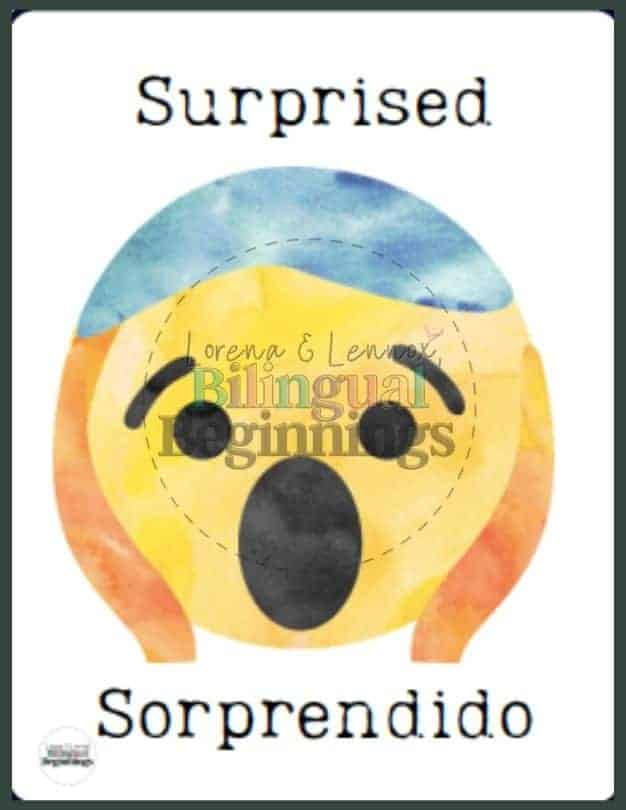 Bilingual Spanish/English Emotion Flashcards- Surpised/ sorprendido