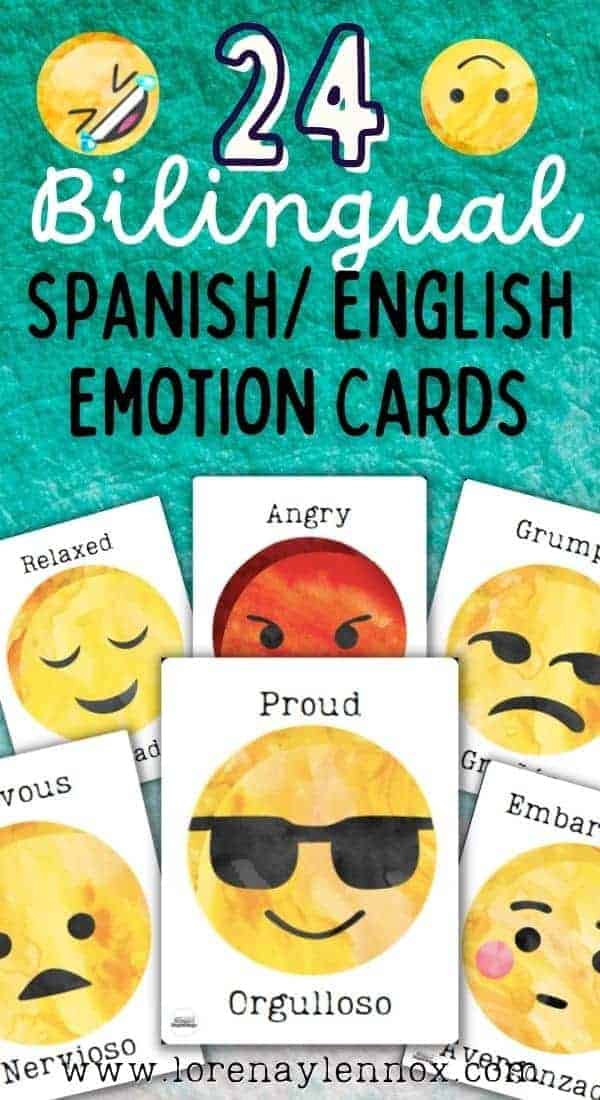 24 Bilingual Spanish/English Emotion Cards