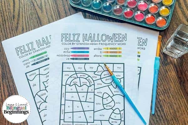 Halloween Sight Word Coloring Pages in Spanish