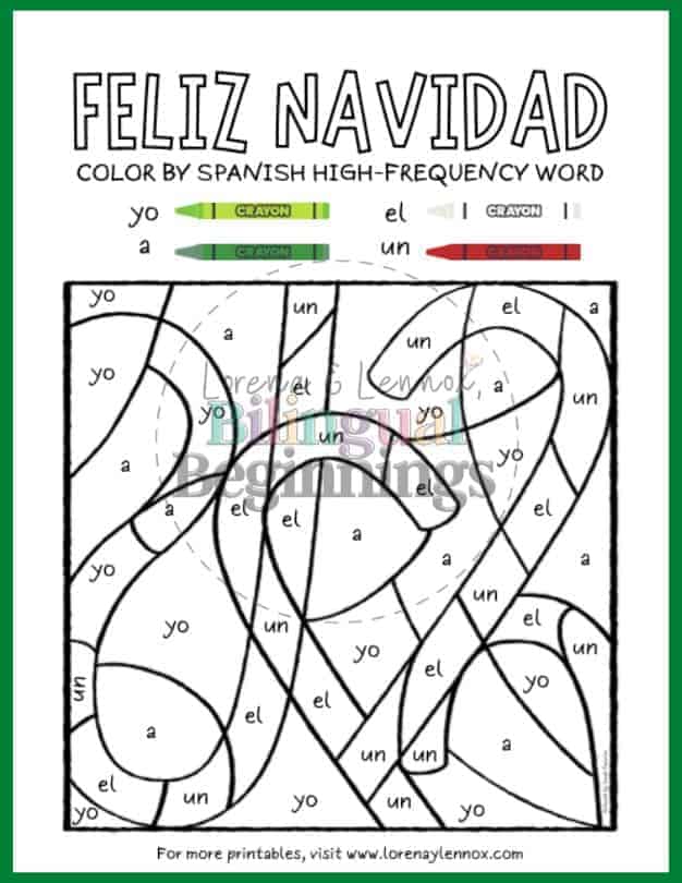 Christmas Color By Sight Word in Spanish [Free Printables]
