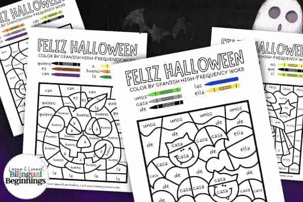 Halloween Color By Sight Word in Spanish [Free Printables]