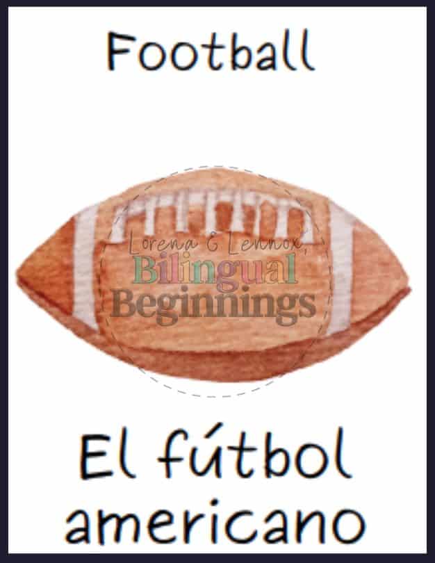 Sports flashcards in Spanish - Football- El fútbol americano