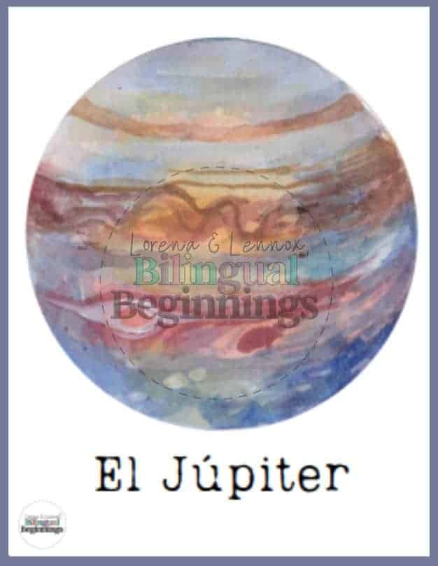 Space Flashcards in Spanish- El Júpiter