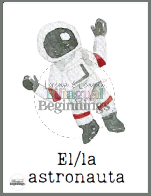 Space Flashcards in Spanish- El/la astronauta