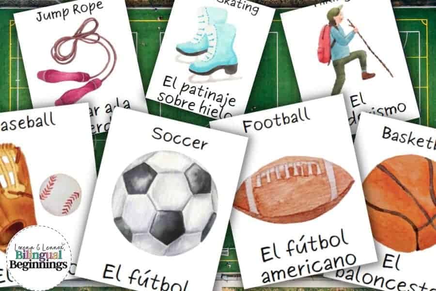 Sports Flashcards in Spanish- Free Printable