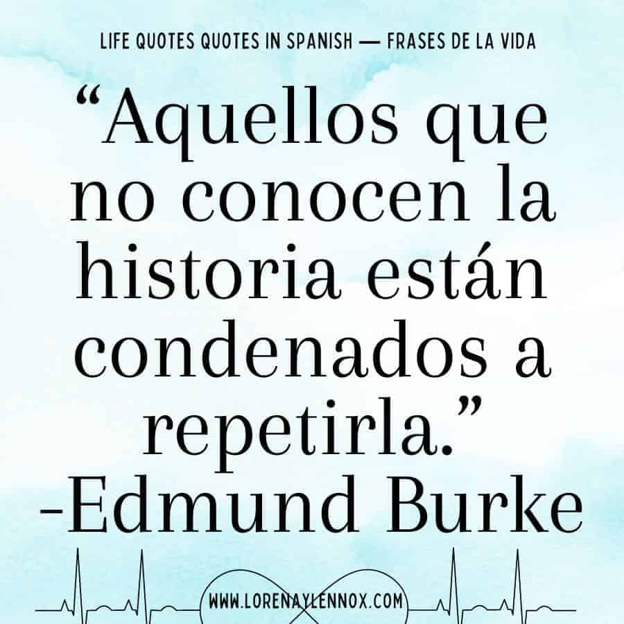 “Aquellos que no conocen la historia están condenados a repetirla.” Edmund Burke “Those who do not know the history are doomed to repeat it.”