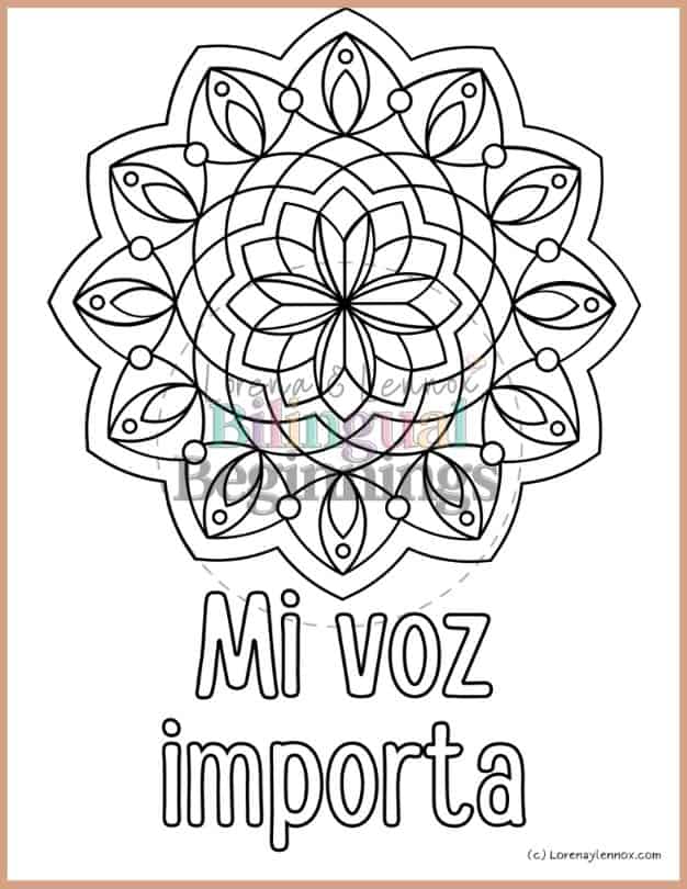 9 Positive Affirmations Coloring Pages in Spanish For Kids - Mi voz importa