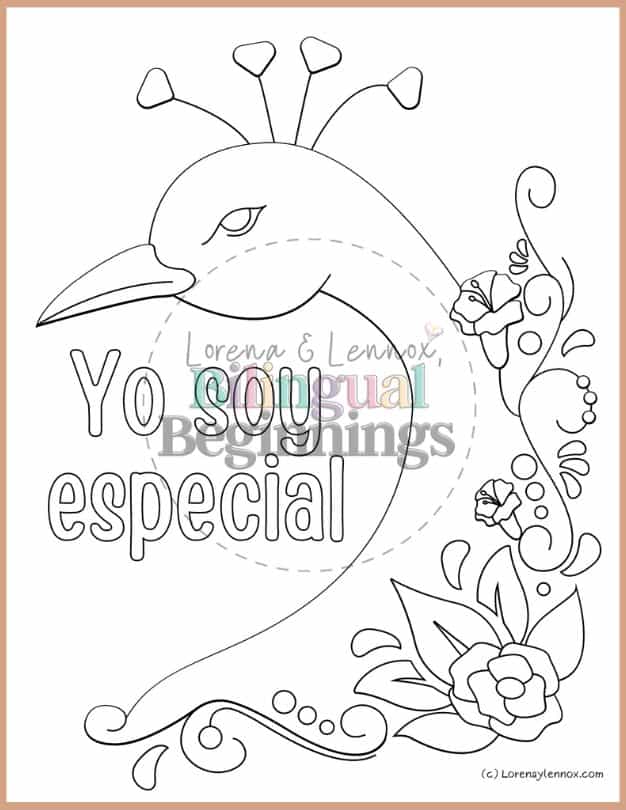 9 Positive Affirmations Coloring Pages in Spanish For Kids- Yo soy especial