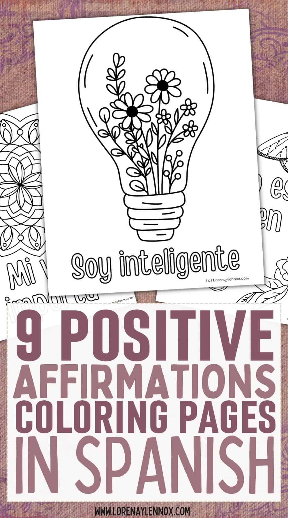 9 Positive Affirmations Coloring Pages in Spanish For Kids