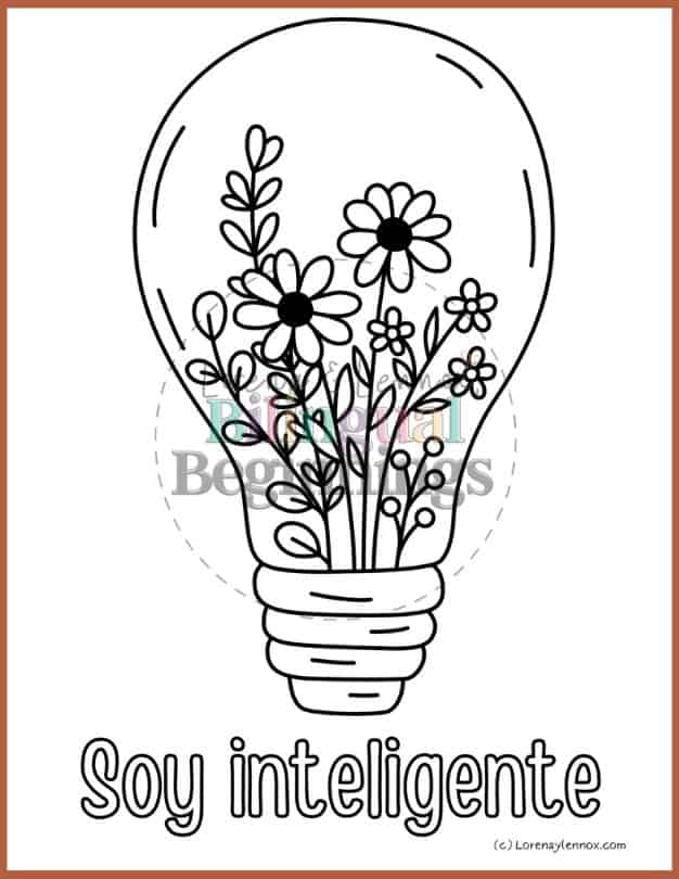 9 Positive Affirmations Coloring Pages in Spanish For Kids - Soy inteligente