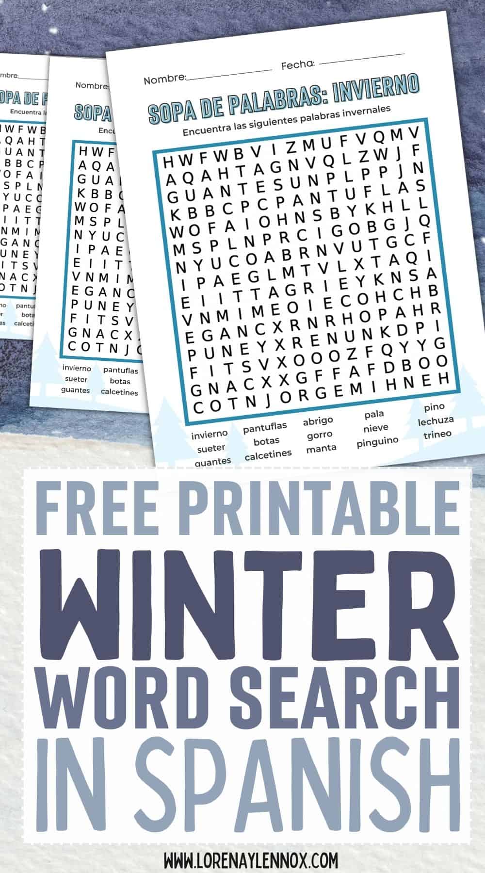 Winter Word Search Printable In Spanish [Free Printable]