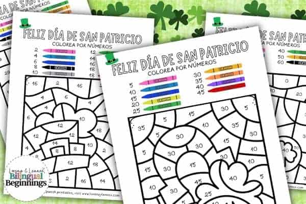 St. Patrick’s Day color by number in Spanish