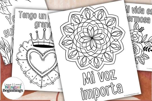 9 Positive Affirmations Coloring Pages in Spanish For Kids