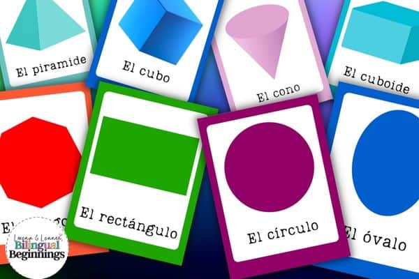 Downloadable Printable Shapes Flash Cards in Spanish