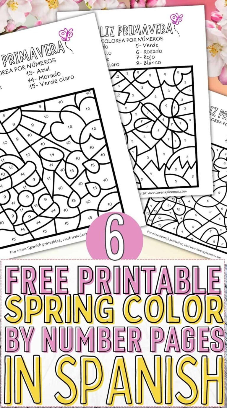 Spring Color by Number in Spanish for Kids [Free Printables ...