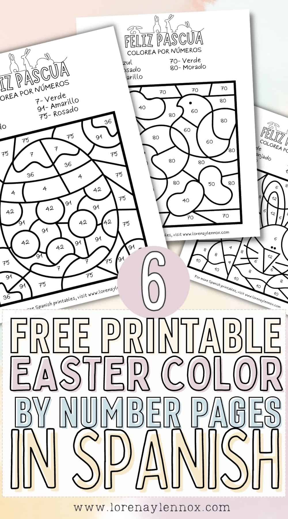 These kindergarten Easter color by number printable worksheets Spanish will be perfect for your Spanish classroom this Easter!