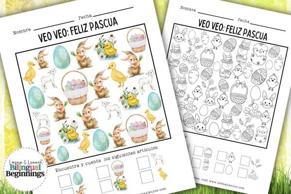 I Spy Easter Free Printable in Spanish