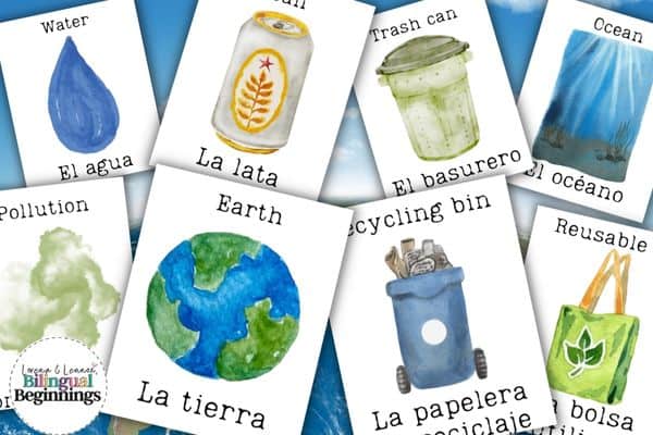 Bilingual Earth Day Flashcards in Spanish and English