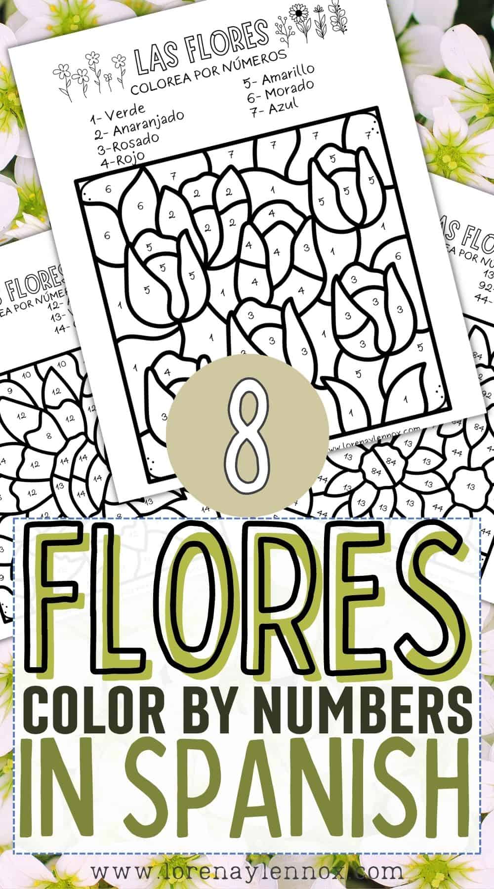 Color by Number for kids ages 8-12: Flower color by number