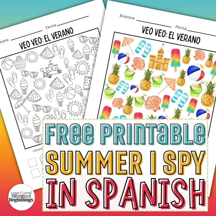 Summer I Spy Free Printable in Spanish